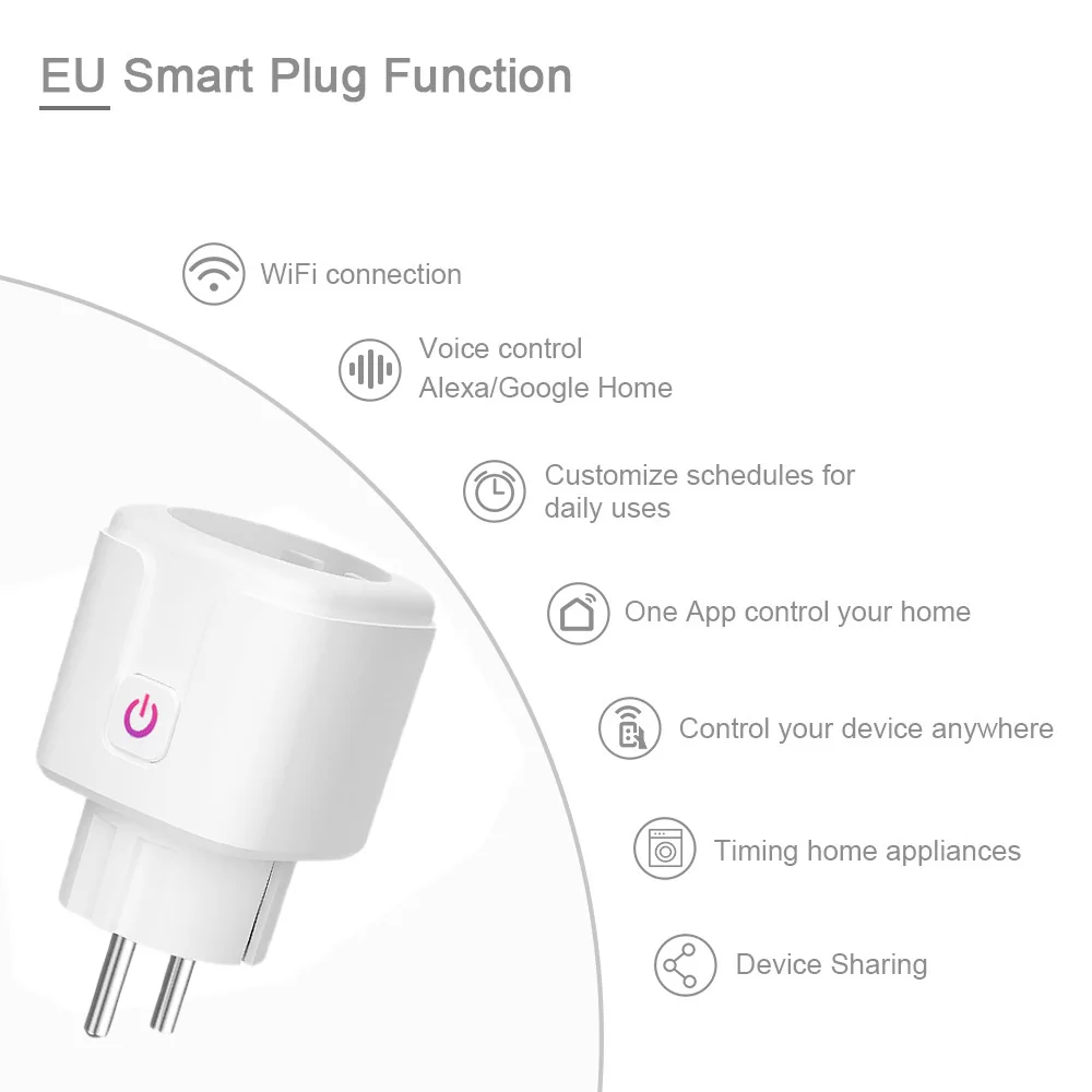 Ʈ ÷ WiFi  ܼƮ ̱ EU 16A   Ÿ̸  Tuya SmartLife APP  Alexa Google Assistant