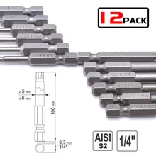 12 шт. точный Профессиональный звездообразные насадки для отверток комплект шестигранный, магнитный головка Длина 50 мм(") T6 T15 T20 T25 T27 T30 T35 T40 D40