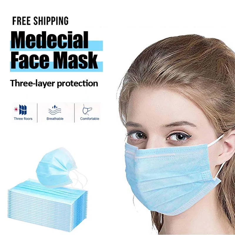 

Medical Flu Mask Antibacteria Safety Mouth Face Mask Disposable Nonwoven 3 Ply Earloop Mouth Cover Mask Anti Pollution Dust Mask