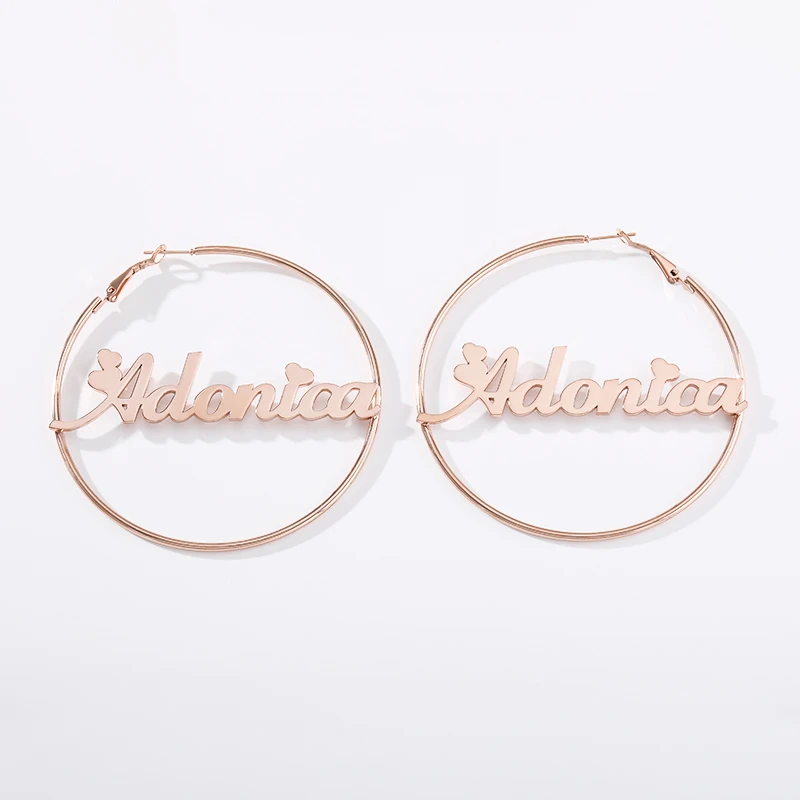 

20-70MM Big Hoop Earrings Custom Name Sexy Earrings Personalized Exaggerated Hoop Ear Loop Smooth Circle for Women BFF Jewelry