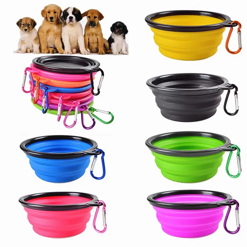 Cuenco de alimentación portátil para perros, contenedor de silicona plegable para agua de mascotas, accesorios para mascotas, 1 unidad