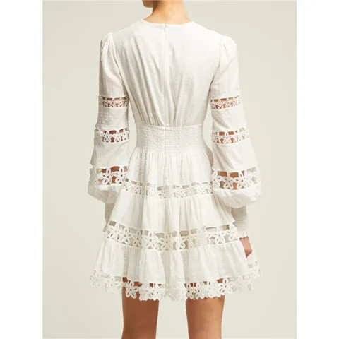 EASYSMALL, женское летнее платье, модное, сексуальное, высокого класса, Vestidos, вечерние, повседневные, кружевные, с высокой талией, с длинным рукавом, с v-образным вырезом, платья