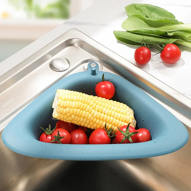 

Kitchen Triangular Sink Strainer Drain Vegetable Fruit Drainer Basket Suction Cup Sponge Rack Storage ToolSink Filter Shelf