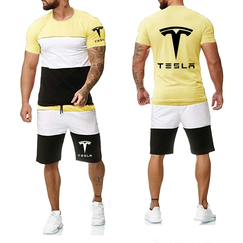 Tesla Summer Casual Men Shirt & Pants Set