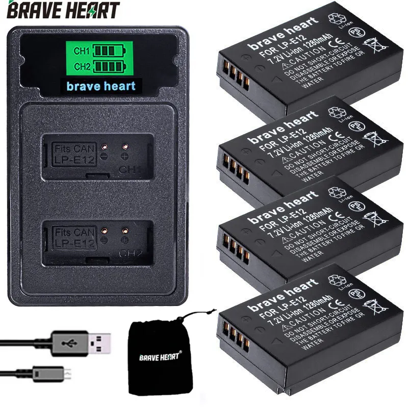 Bateria LP-E12 LPE12 LP E12 Аккумулятор для камеры AKKU + ЖК-дисплей type-c зарядное устройство Canon