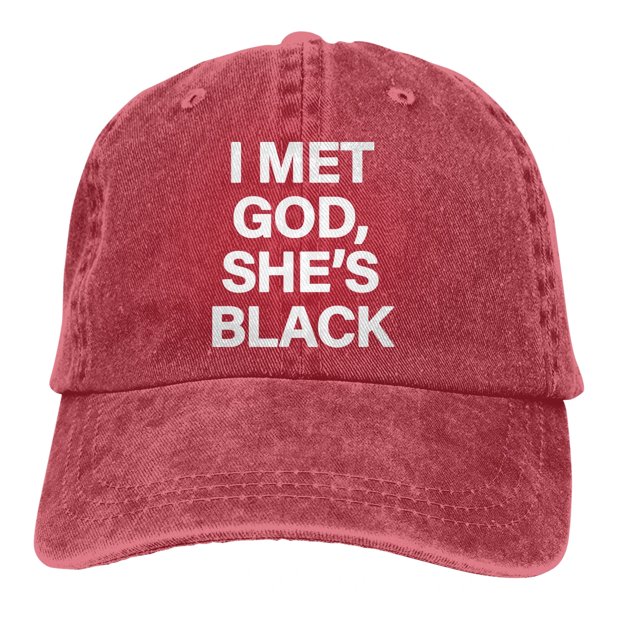 I Met God She's Black Casquette черные унисекс Мужские Женские джинсовые бейсболка с ремешком кепки Регулируемая шляпа для гольфа папа
