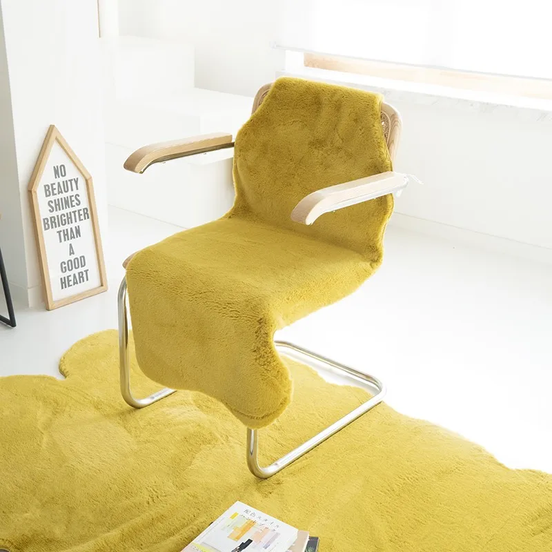 

Nordic style natural shaped artificial rabbit fur home decoration area rug, faux fur blanket