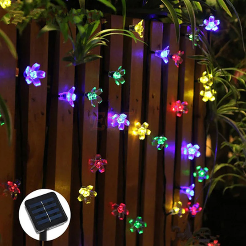 

Peach Flower Garland Lawn Lamps Solar Led String Garden Light Outdoor Lighting Solar Light Patio Decoration Fairy Christmas Lamp