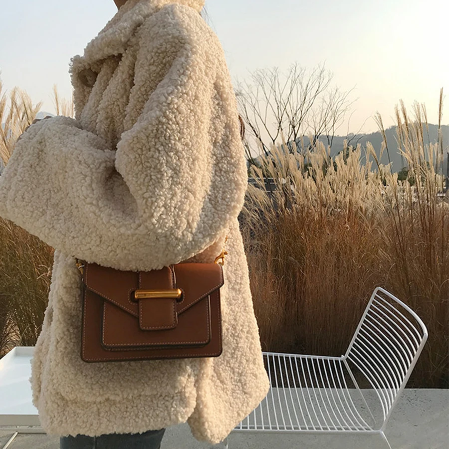 wonderful  Solid Faux Lamb Winter Jackets Women Korean Single-Breated Thicken Jacket Coats Female Harajuku Par