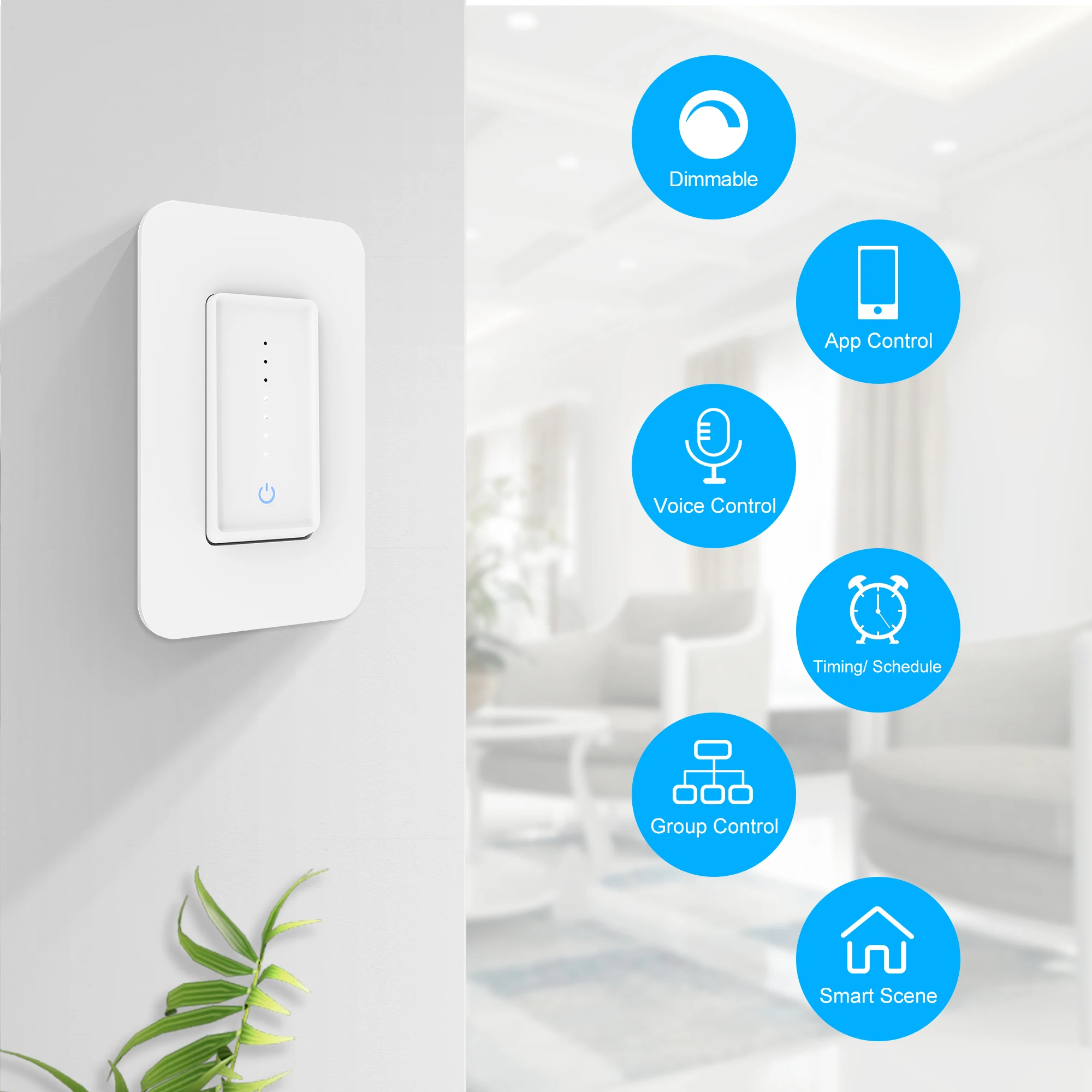 Умный выключатель света с Wi Fi настенный сенсорный регулируемой яркостью 100 240 В