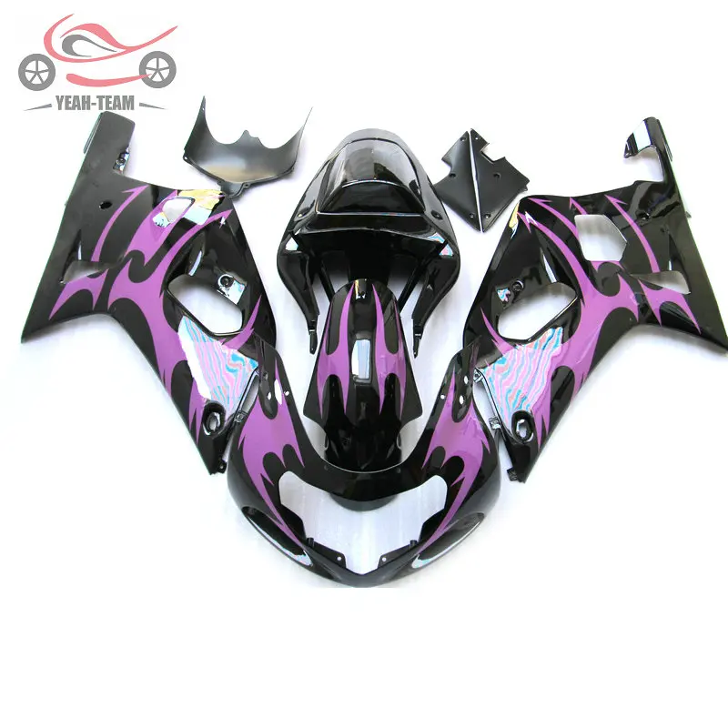 ABS китайский обтекатель комплект для Suzuki K1 GSXR750 2001-2003 GSX R600 01-03 GSXR 600 750 Фиолетовый Пламя мотоцикл обтекатель кузова