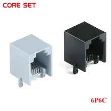 10Pcs RJ12 6P6C RJ11 PCB Mount Conector Modular Tomada de Telefone Tomada de Telefone Interface de Cristal Feminino Para Plug Jack