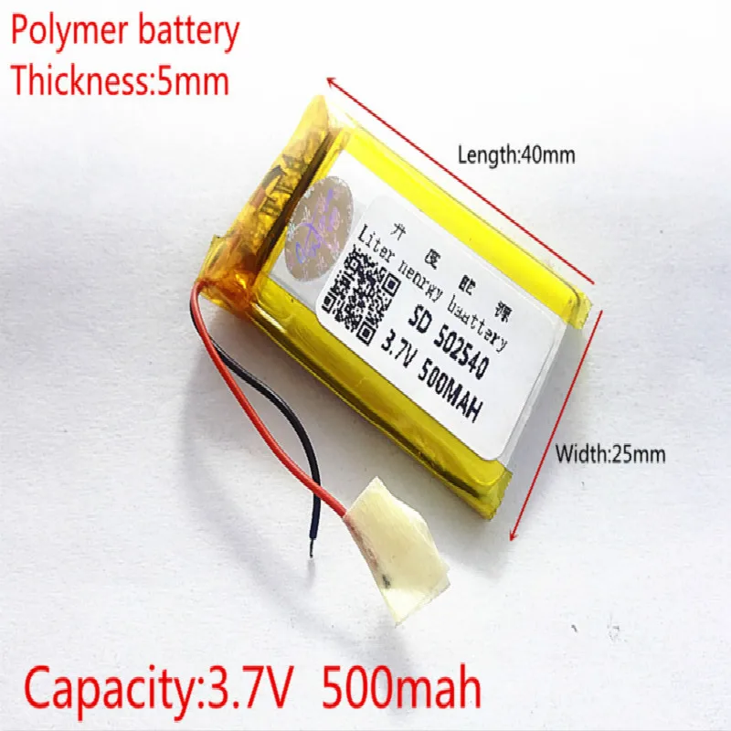 3 7 V 500mAh 502540 литий-полимерная LiPo аккумуляторная батарея ионные ячейки для Mp3 Mp4 Mp5 DIY