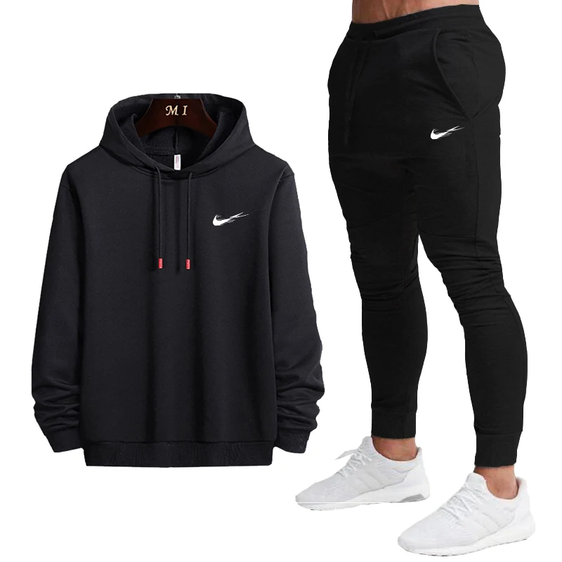 

Hooded Sportswear Sets Spring Winter Brand Casual Tracksuit Men Two Piece Suit Hoodies Sweatshirt + Sweatpants Male Sweatsuit