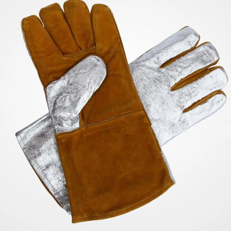 1 Pair of Aluminum foil high temperature resistant gloves thermal radiation Safety Work Gloves Men's Heat Insulation DST044