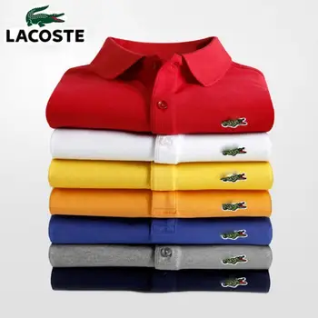 Lacoste-Polo de algodón de manga corta para hombre, camiseta lisa, transpirable, 2635