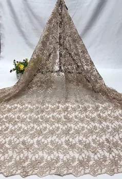 

New Arrival African Lace Fabrics Nigerian Tulle Mesh Lace Fabrics For Wedding Velvet Lace Fabrics With Stones