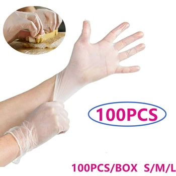 

100pcs New Clear Transparent Washing Gloves Comfortable Rubber Nitrile Disposable Small Medium Large Gloves