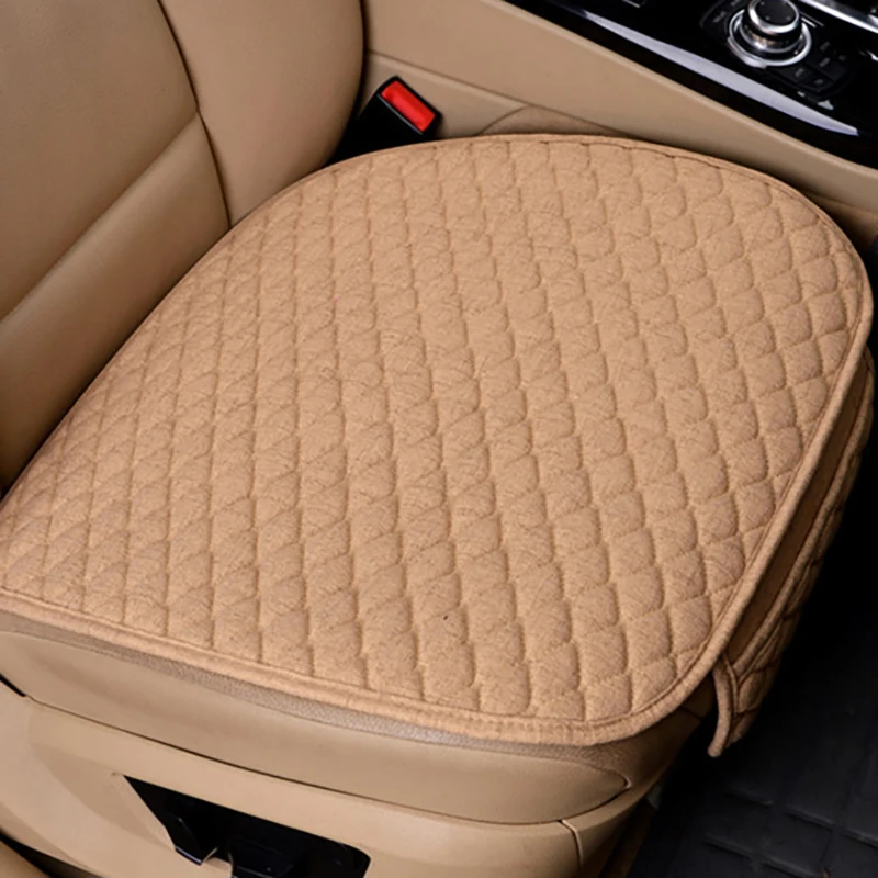 

1pc Universal Linen Fabric Car Seat Cover Four Seasons Front Flax Cushion Breathable Protector Mat Pad Auto Accessories