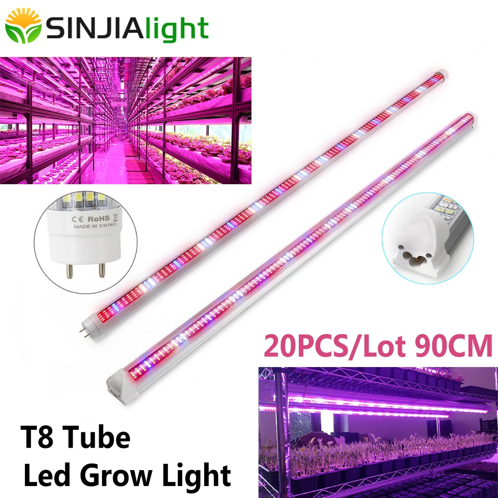 20pcs/lot 90cm Led Grow Lights Bar T8 Tube Full Spectrum Phyto Lamp For Cultivation Growing