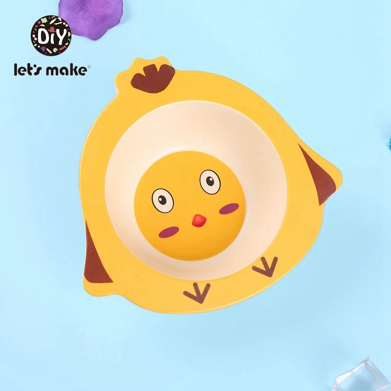 Chicken Давайте сделаем из латекса бесплатно детские столовые приборы мультфильм животное детское питание тарелка Лев свинья бамбуковая посуда для детей Детские миски для кормления набор - Цвет: Chicken