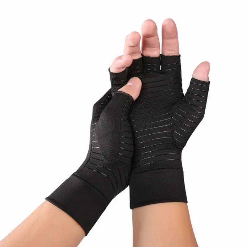 Удобные для лечения бодибилдинга хлопковые эластичные силовые альпинистские облегчающие боль спортивные перчатки на открытом воздухе - Цвет: Черный