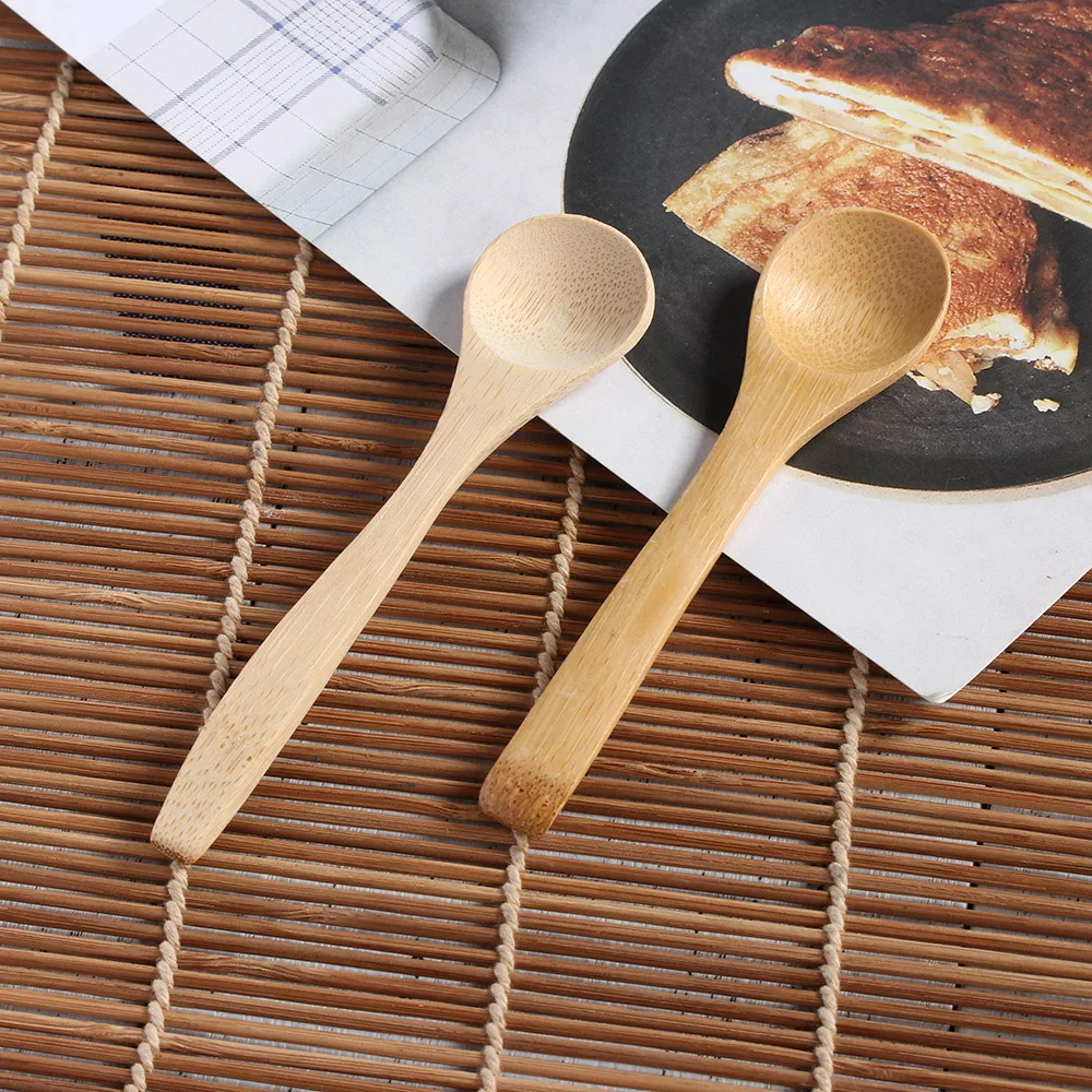 

1/3PC Mini Small Bamboo Spoon Wooden Round Tea Soup Jam Scoop Spoon Kitchen Cooking Utensil Tool Home Supplies