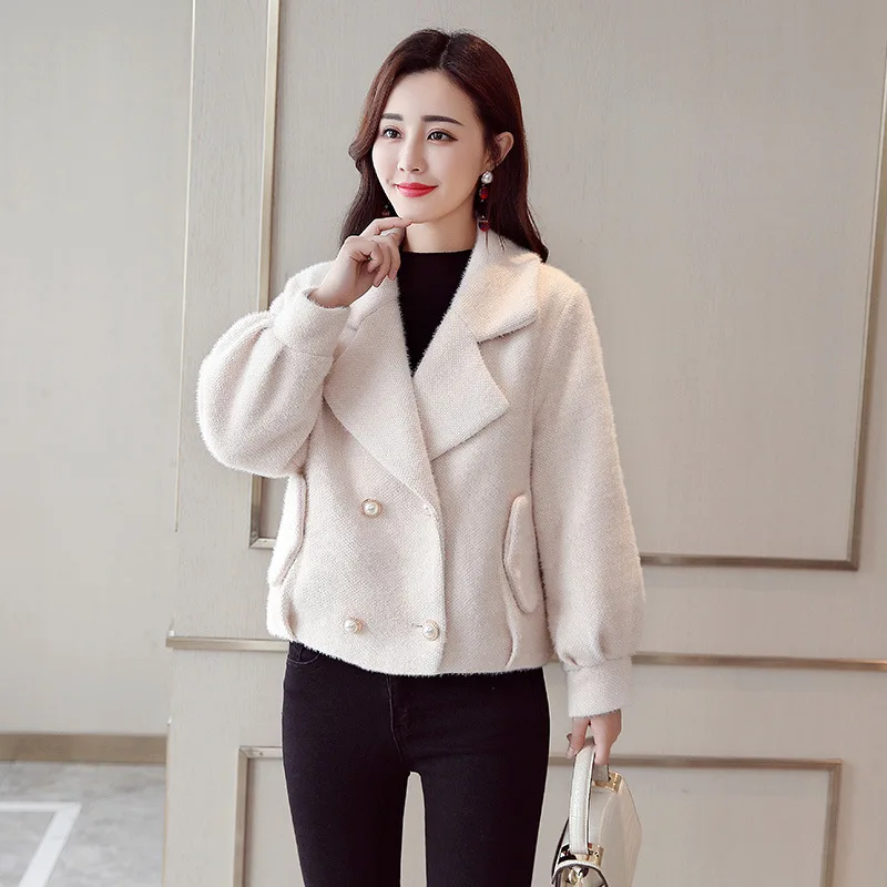 

Casual Fashion Versatile Comfortable 2019 Autumn Woolen Jacket Short Slim Fit Double Breasted
