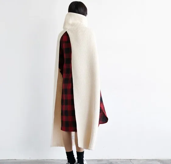 Najtaniej LANMREM 2019 jesienią i zimą nowy sweter z golfem jako kołnierz szalik dwa sposoby sobie moda dzianiny TV873