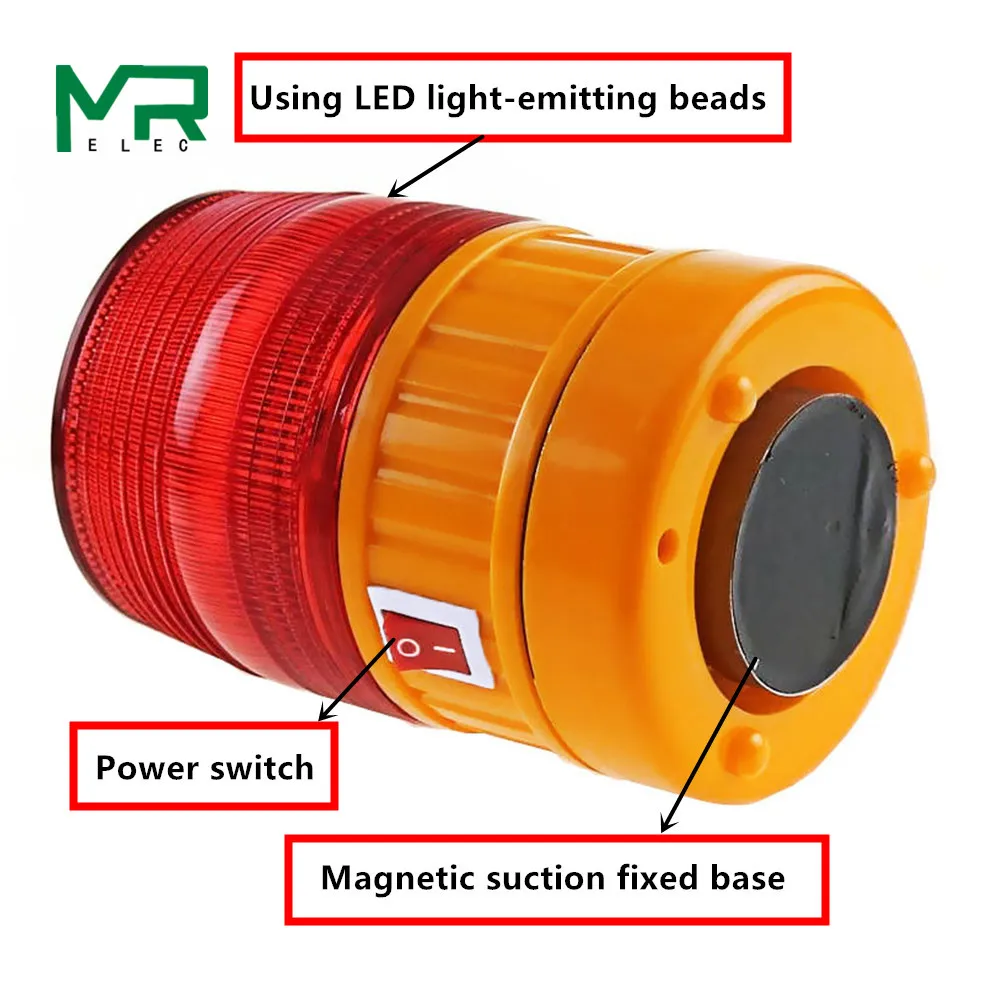 LTE-5088 Питание от батареи DC 6 в светодиодный экран вспышка светодиодный стробоскоп красный желтый предупреждающий светильник без звука