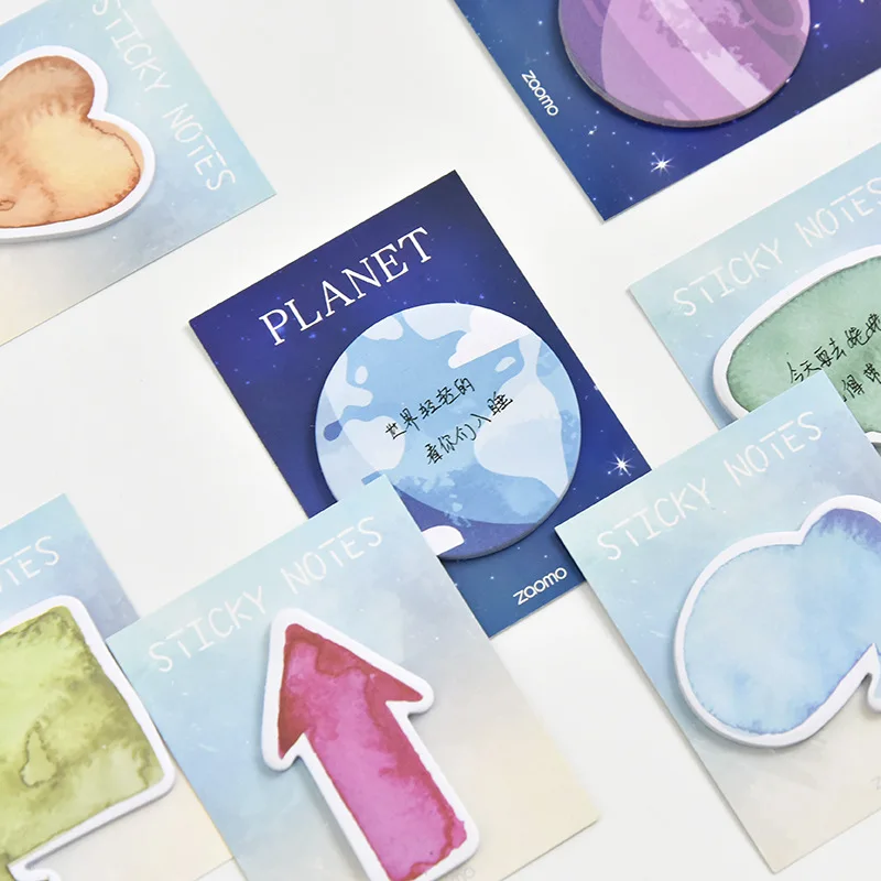 

5/6pcs Mini dialog sticky memo note set Galaxy planet Message box stickers for diary book planner marker Office School F721