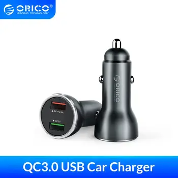 

ORICO Mini USB Car Charger for Mobile Phone QC3.0 Quick Charger Adapter with Dual USB Port for Tablet