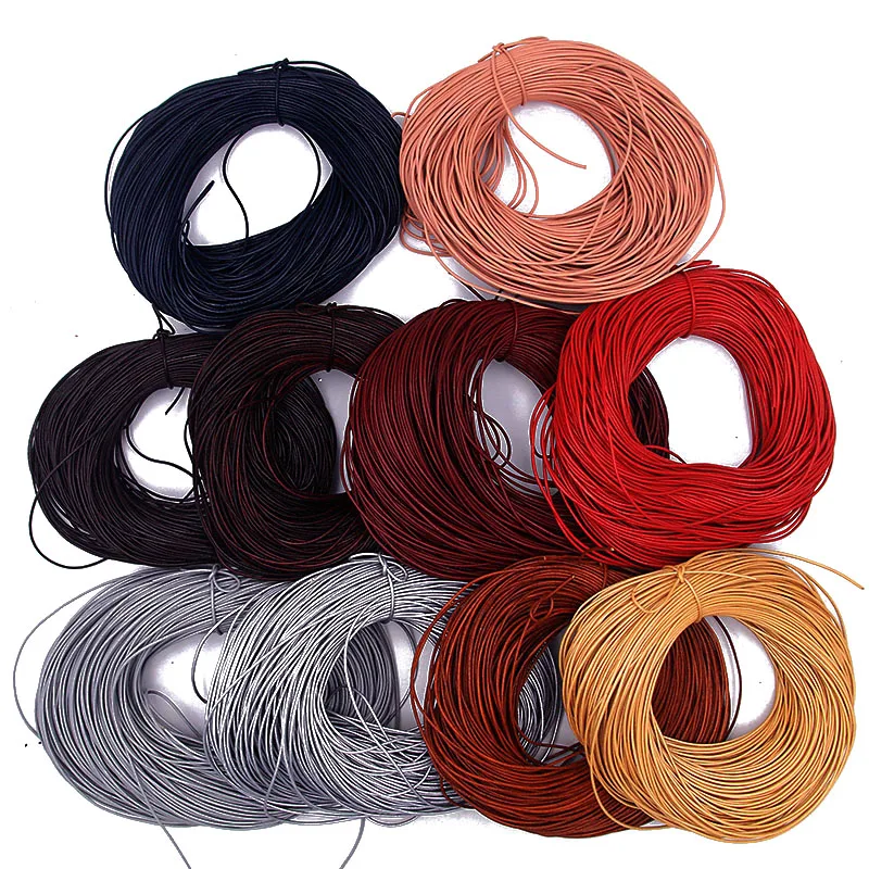 

5 Meters/Lot 1.5-3mm 2021 New 10 Color Genuine Cow Leather Round Thong Cord DIY Bracelet Findings Rope String For Jewelry Making