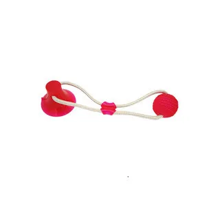 Игрушки для домашних животных с присоской, игрушка для собак с термопластичным резиновым шариком, чистка зубов, жевательная резинка, многофункциональные игрушки для домашних животных - Цвет: Rose Red