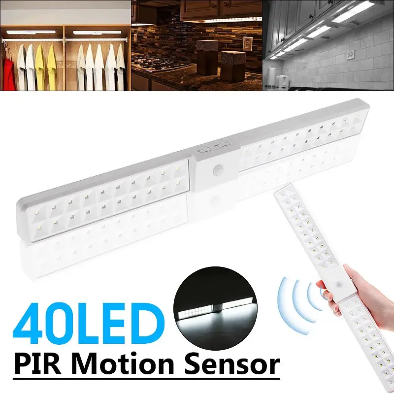 cheap Led Under Cabinet Light With PIR Motion Sensor Lamp 40LEDs Lighting For Wardrobe Cupboard Closet Kitchen Night Light