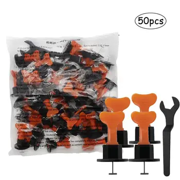 

50PCS/Set Tile Leveling System Leveler Spacers Wall Floor Construction Tool Kit With T-shaped Pins And Wrench