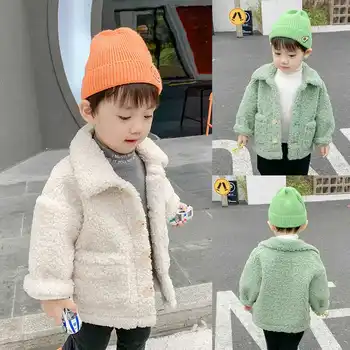 

Children Faux Fur Coat Baby Turndown Collar Thicken Warm Jacket Girls Long Overcoat 2020 Autumn Winter Kids Girls Outerwear W933