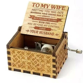 

To My Wife Engraved Wood Music Box Anniversary Valentines' Gifts LXY9