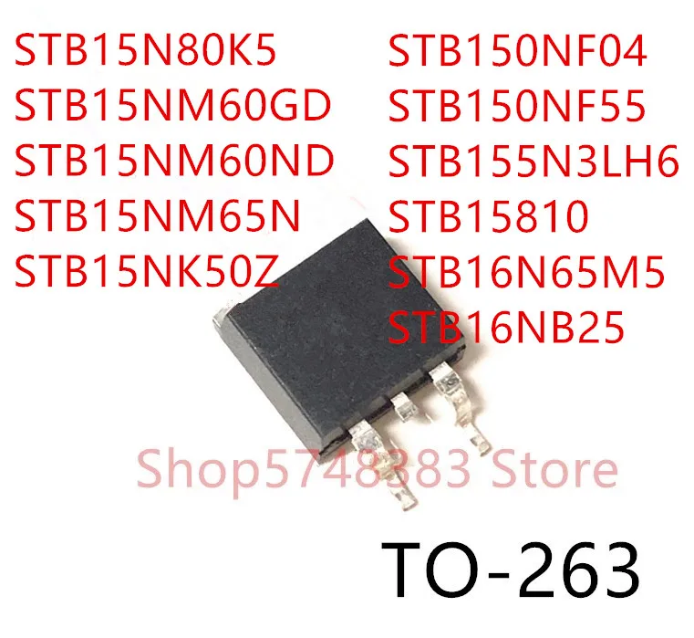 10 шт. STB15N80K5 STB15NM60GD STB15NM60ND STB15NM65N STB15NK50Z STB150NF04 STB150NF55 STB155N3LH6 STB15810 STB16N65M5 STB16NB25 |