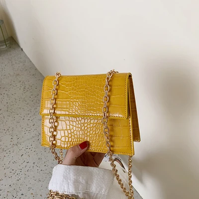 big yellow Шикарная дизайнерская сумочка и клатч модная Высококачественная женская маленькая квадратная сумка из искусственной кожи Ins с цепочкой через плечо - Цвет: big yellow