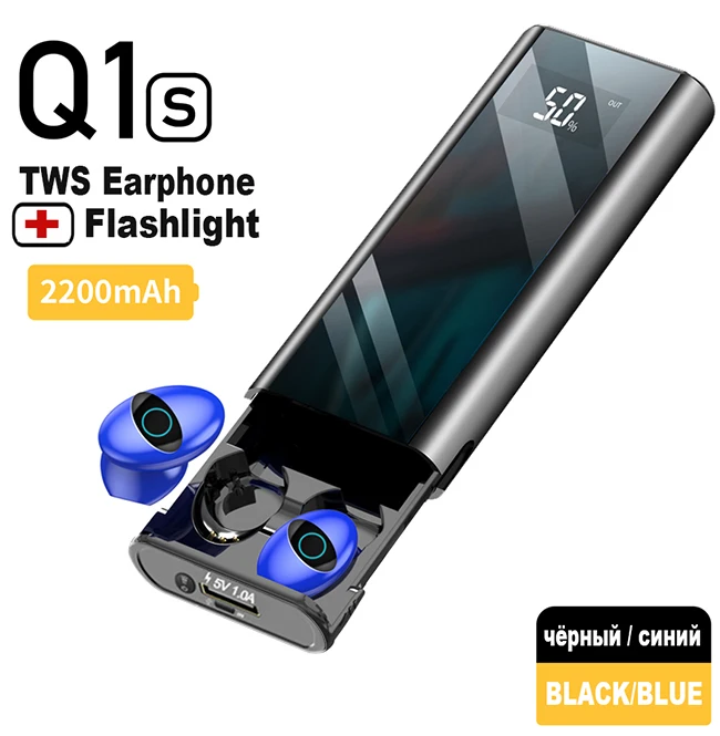 Q1 TWS Bluetooth наушники 5,0 многофункциональные Bluetooth наушники IPX7 водонепроницаемые в пределах 6000 мАч Внешний аккумулятор для iOS Android