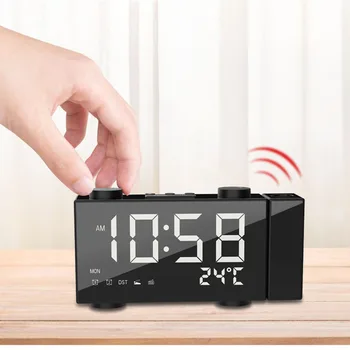 

Digital Projection Alarm Clock 2 Alarm Dimmable Clock FM Radio Thermometer USB Charging Port Home Decor