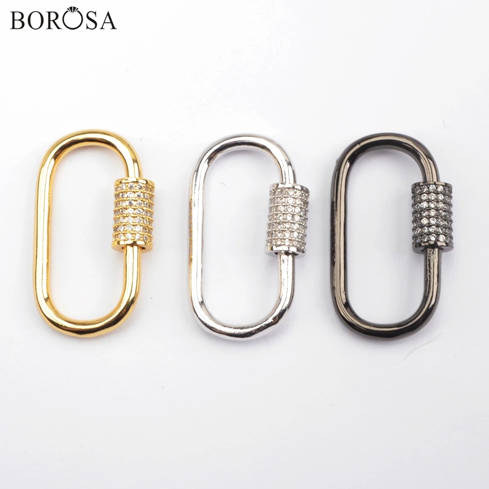 BOROSA золото/черный/серебряный цвет микро проложенный CZ застежка соединитель