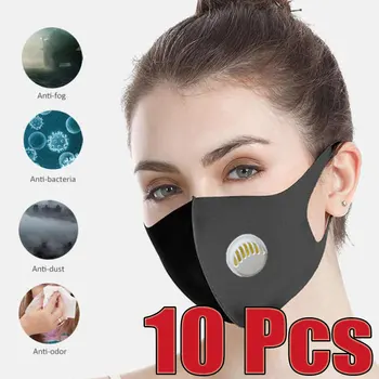 

10 Pcs Face Mouth Mask Anti-dust Black Unisex Activated Carbon Filter Mouthmask Anti-Infection Mouth Facemask Washable Reusable