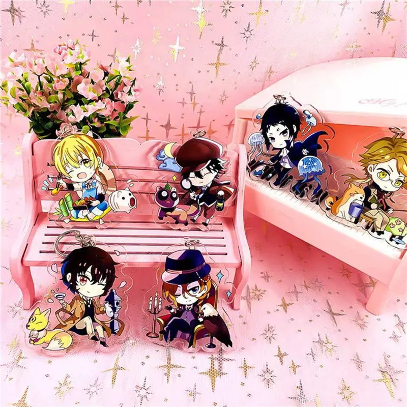 Bungou Stray Dogs Key Chain Anime Rubber Strap Keychains Tsumamarekko Dazai Atsushi Ranpo Akutagawa Chuya