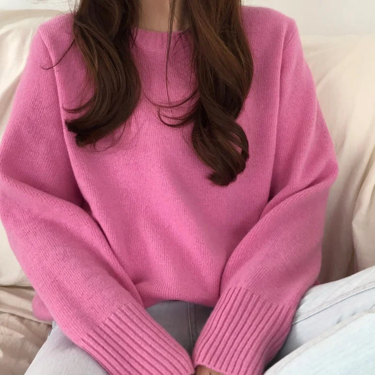 

Pink Sweater Pulover Feminino Cute Kawaii Knitted Cashmere Women Winter Clothes Vintage Korean 2019 Autumn Blusa Termica Sueter