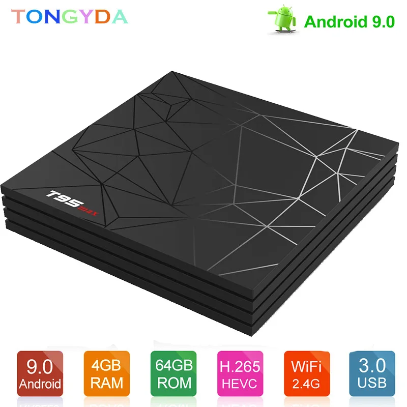 

T95 MAX Android 9.0 Smart 6K TV BOX 4GB RAM 64GB ROM Allwinner H6 Quad Core H.265 HD 2.4G Wifi Youtube T95 MAX Smart Set Top Box