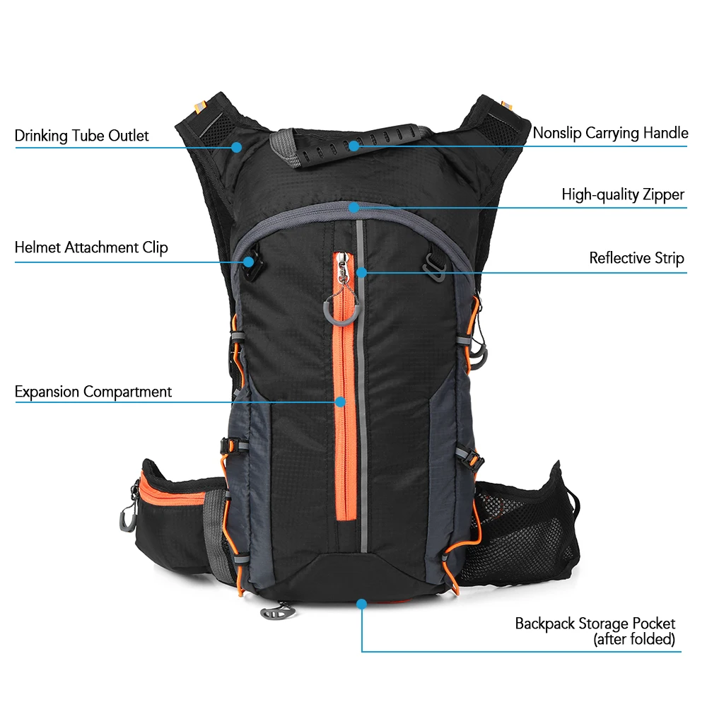 Foldable Cycling Backpack Waterproof Bike Bicycle Bag Riding Hydration Backpack with 2L Water Bladder Sports Water Pack Bags