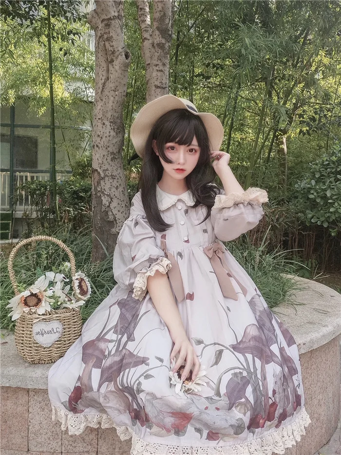 Kawaii/платье в японском стиле с короткими рукавами в стиле Лолиты для маленьких девочек; платье для костюмированной вечеринки в стиле трихоломы с ручками и бантом