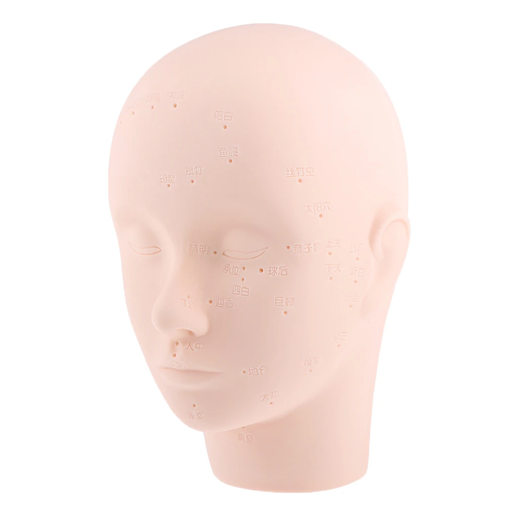 Massage Training Mannequin Makeup Head Manikin Face with Acupuncture Points for Eyelash Lip Extension Practice Model Soft PVC